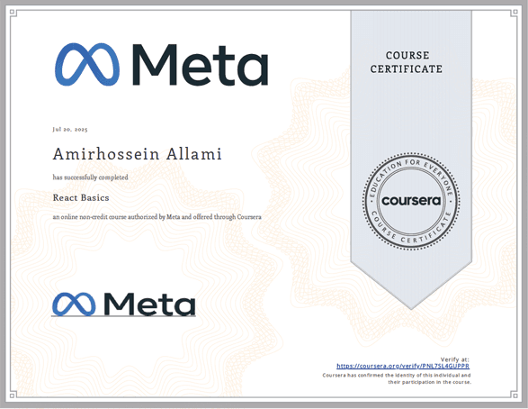 Coursera Certificate - React Basics